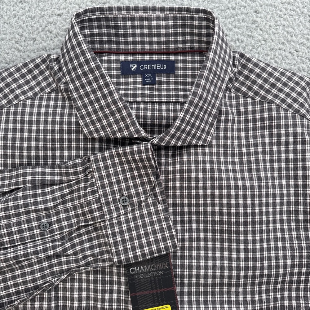 Cremieux Chamonix Collection Dress Shirt Mens XXL Casual Green Plaid Button Up
